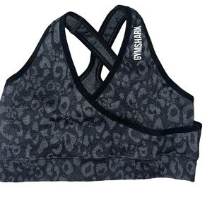 Gymshark Charcoal Leopard Print Sports Bra